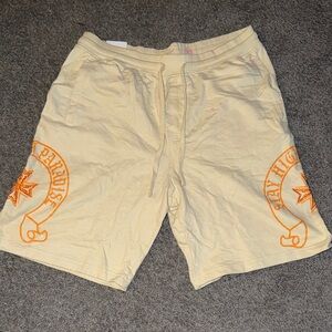 Casual Yellow Shorts with Orange Accents